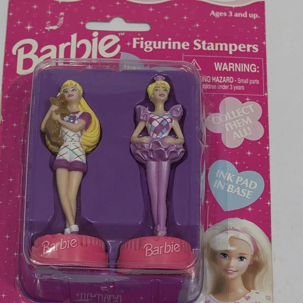 Vintage‎ 1996 Barbie Figurine Stampers Lot 2 Packs Tara Toy Washable Ink New NOS